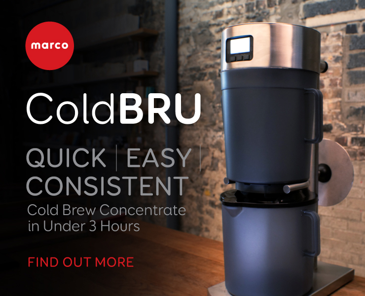 banner advertising marco coldbru quick easy consistent cold brew concentrate in three hours