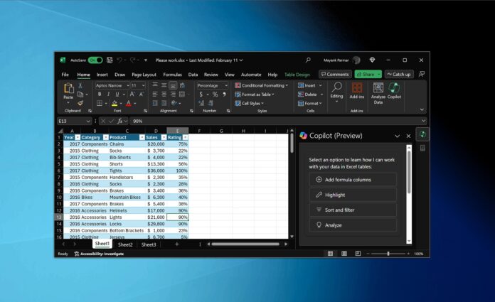 Microsoft Excel with Copilot